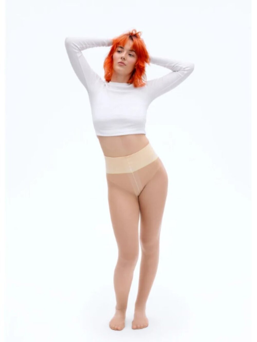 Nude Classis Sheer Rip-Resistant Tights 4" Waistband Oat Milk 2XL
